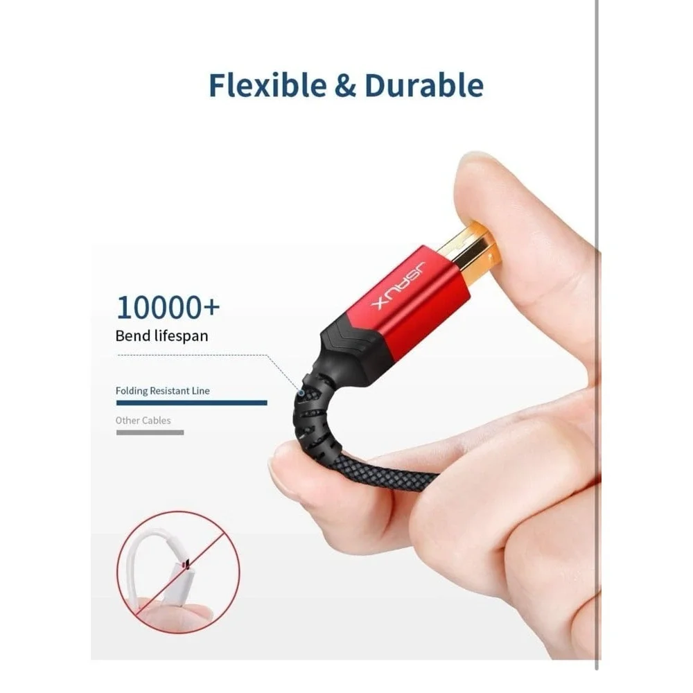 JSAUX USB B 3.0 Cable, USB-A Male to USB-B 3.0 Male (6.6ft/2M) USB 3.0 Type B Up